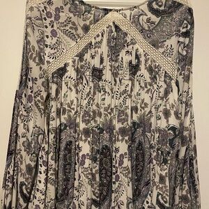 Free People Bohemian Lace-Up Floral Print Peasant Dress Sz S/P
